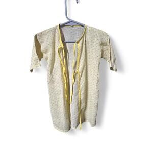 Vintage 70s handmade 18m yellow white floral hospital gown